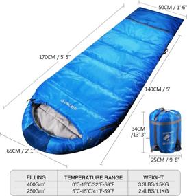 img 2 attached to Stay Cozy On Camping Trips With REDCAMP Kids 3-Season Mummy Sleeping Bag In Blue/Rose Red For Boys, Girls, And Teens