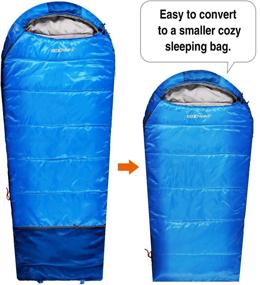 img 3 attached to Stay Cozy On Camping Trips With REDCAMP Kids 3-Season Mummy Sleeping Bag In Blue/Rose Red For Boys, Girls, And Teens
