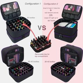 img 2 attached to ButterFox Nail Polish Storage Organizer Carrying Case Bag, Holds 60-70 Bottles With Pockets For Manicure Accessories (Charcoal/Purple)