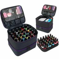 butterfox nail polish storage organizer carrying case bag, holds 60-70 bottles with pockets for manicure accessories (charcoal/purple) logo