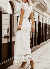 img 1 attached to Elegant AZOKOE Women'S Deep V-Neck Lace Bridesmaid Maxi Dress With Short Sleeves