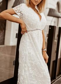 img 2 attached to Elegant AZOKOE Women'S Deep V-Neck Lace Bridesmaid Maxi Dress With Short Sleeves