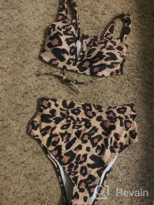 img 1 attached to Womens High Waisted Cheetah Leopard Swimsuits Bikini Sexy Padded Push Up Animal Cow Printed 2 Piece Bathing Suit review by Gregory Plump