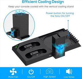 img 1 attached to YUANHOT Vertical Cooling Stand For Xbox Series X - Charging Station Dock With Rechargeable 1400MAh Battery Pack And Dual Controller Charger Ports (Black) - Not Compatible With Xbox One X/S