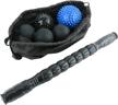 yaegoo mobility massage kit - includes 2 spiky balls, 1 lacrosse ball, 1 peanut ball, and an 18-inch roller stick. perfect for plantar fasciitis, post-workout recovery, and muscle soreness relief. logo
