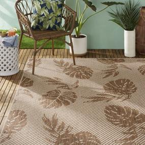 img 4 attached to Transform Your Living Space With Tommy Bahama'S Palm Coastal Area Rug - Beige/Brown, Indoor/Outdoor, 5'3"X7'3