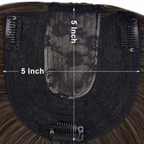 img 1 attached to Medium Brown With Highlights 18" Synthetic Hair Topper Wiglet Enhancer - REECHO 3 Clips Straight Hair Extensions Hairpiece For Women