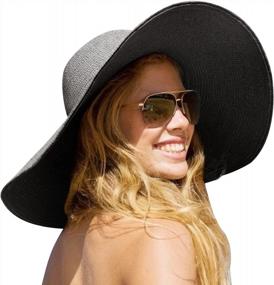 img 4 attached to Stay Stylish And Protected With Women'S Big Bowknot Straw Sun Hat - UPF 50+