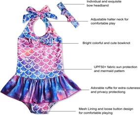 img 3 attached to 🧜 Adorable Mermaid-Inspired Swimsuit Set with Ruffles and Headband for Baby Girls (1-5T)
