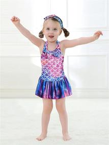 img 1 attached to 🧜 Adorable Mermaid-Inspired Swimsuit Set with Ruffles and Headband for Baby Girls (1-5T)