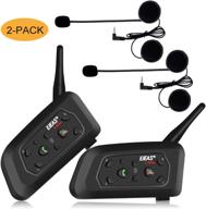 🏍️ v6 pro motorcycle helmet intercom headset: 5-way pairing, waterproof, 1200m range, hands-free & stereo music - 2 packs логотип