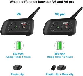 img 3 attached to 🏍️ V6 PRO Motorcycle Helmet Intercom Headset: 5-Way Pairing, Waterproof, 1200m Range, Hands-free & Stereo Music - 2 Packs