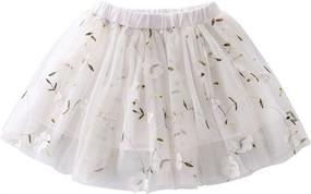 img 4 attached to Embroidery Flowers Tulle Skirt Years Girls' Clothing - Skirts & Skorts