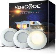 🚐 vehicode 12v rv led lights soft warm white interior round camper ceiling dome puck under cabinet 3 inch surface mount motorhome trailer indoor boat marine cabin lighting fixture replacement (3 pack) logo