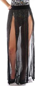 img 3 attached to Delfina Sheer High-Waisted Sparkle Maxi Skirt Cover Up – Perfect For Rave Wear And Women'S Fashion