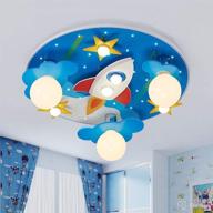 lakiq kids room led chandelier blue creative flush mount light with cartoon cloud plane star 8 lights - close to ceiling lighting fixture for children's room bedroom (style c) логотип