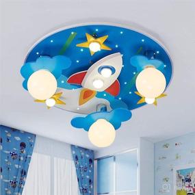 img 3 attached to LAKIQ Kids Room LED Chandelier Blue Creative Flush Mount Light with Cartoon Cloud Plane Star 8 Lights - Close to Ceiling Lighting Fixture for Children's Room Bedroom (Style C)