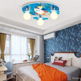 img 2 attached to LAKIQ Kids Room LED Chandelier Blue Creative Flush Mount Light with Cartoon Cloud Plane Star 8 Lights - Close to Ceiling Lighting Fixture for Children's Room Bedroom (Style C)