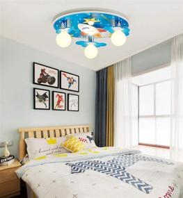 img 1 attached to LAKIQ Kids Room LED Chandelier Blue Creative Flush Mount Light with Cartoon Cloud Plane Star 8 Lights - Close to Ceiling Lighting Fixture for Children's Room Bedroom (Style C)