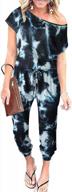 stylish and comfortable: prinbara's off-shoulder tie dye romper with elastic waist and pockets for women logo