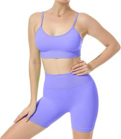 img 3 attached to Step Up Your Workout Game With JNINTH'S Women'S Seamless Yoga Set - 2 Piece Outfit Including Sport Bra And High Waist Shorts Legging Tracksuit