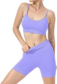 img 2 attached to Step Up Your Workout Game With JNINTH'S Women'S Seamless Yoga Set - 2 Piece Outfit Including Sport Bra And High Waist Shorts Legging Tracksuit