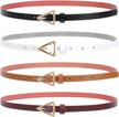 set of 4 women's skinny leather belts with gold alloy buckle for jeans, pants, and dresses by sansths logo