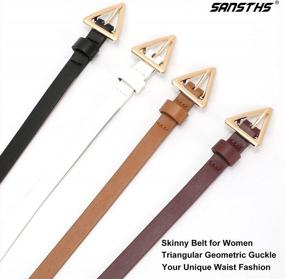 img 2 attached to Set Of 4 Women'S Skinny Leather Belts With Gold Alloy Buckle For Jeans, Pants, And Dresses By SANSTHS