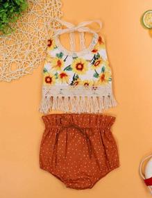 img 2 attached to Adorable Backless Sunflower Romper Set For Trendy Baby Girls!