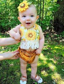 img 3 attached to Adorable Backless Sunflower Romper Set For Trendy Baby Girls!