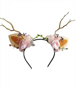 img 4 attached to Розовая повязка на голову с рогами оленя: идеальный аксессуар для костюма для косплея и рождественского декора!