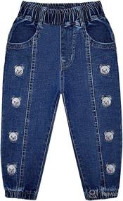 img 3 attached to Peacolate 2-11T Toddler Little Girls Distressed Embroidered Denim Pants