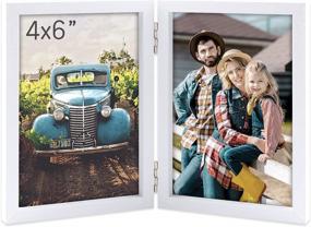 img 4 attached to 4X6 White Wood Folding Photo Frames W/ Real Glass Front - AEVETE