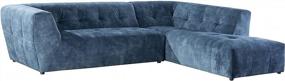 img 4 attached to Blue Velvet Mid-Century L-Shape Sectional Sofa With Right Hand Facing Chaise For Living Room, 2-Piece Set, 113”W By Acanva