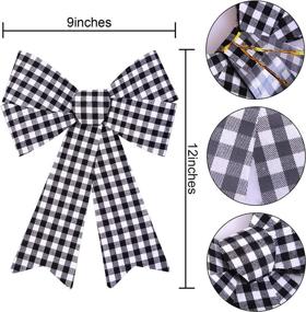 img 3 attached to Aneco 6 Pieces Black With White Buffalo Plaid Bows Christmas Wreaths Bows Velvet Christmas Bows For Christmas Indoor And Outdoor Decorations