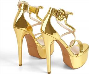 img 2 attached to LISHAN Women'S Sexy Gold Stiletto Heel Platform Open Toe Ankle Strap Sandals