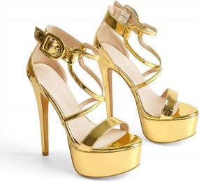 img 4 attached to LISHAN Women'S Sexy Gold Stiletto Heel Platform Open Toe Ankle Strap Sandals