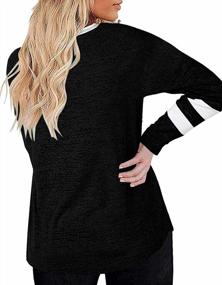 img 2 attached to Plus Size Women'S Long Sleeve Striped V Neck Oversized Sweatshirt Tunic Tee Shirt
