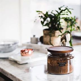 img 2 attached to 🍶 Anchor Hocking Glass Jars Kitchen Canister Set - 2 Pack, 48oz Capacity, Wood Lids - Ideal Food Storage Containers, 6”W x 5.25”H