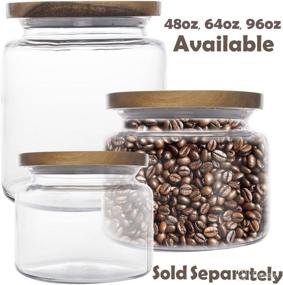 img 1 attached to 🍶 Anchor Hocking Glass Jars Kitchen Canister Set - 2 Pack, 48oz Capacity, Wood Lids - Ideal Food Storage Containers, 6”W x 5.25”H