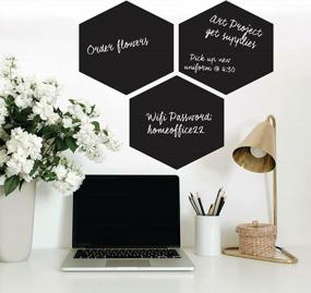 img 4 attached to Peel And Stick Hexagon Chalk/Blackboard Wall Decals By RoomMates RMK4859SCM