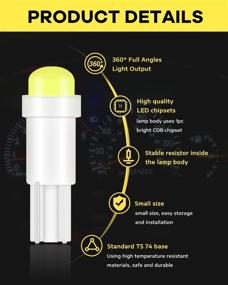 img 1 attached to 🚗 ALOPEE - Pack of 10 T5 / 74 73 2723 2721 LED Ceramic Bulbs for Car Auto Side Wedge Gauge Dashboard Instrument Panel Lights Lamp Ash Tray Light Bulb - 12V 20Lums White 1 SMD