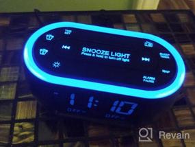 img 8 attached to Housbay Glow Маленький будильник-радио для спален с 7-цветным ночным светом, двойным будильником, диммером, зарядным устройством USB, резервным аккумулятором, таймером сна, FM-радио с таймером автоматического отключения для кровати