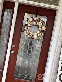img 6 attached to Artificial Flower Wreath For Spring And Summer Decor - 22 Inch Dahlia And Peony Front Door Wreath For Outdoor And Indoor Wall And Window Display