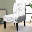 sthouyn modern fabric armless accent chair decorative slipper chair vanity chair for bedroom desk, corner side chair living room furniture english letter print white logo
