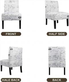 img 1 attached to STHOUYN Modern Fabric Armless Accent Chair Decorative Slipper Chair Vanity Chair For Bedroom Desk, Corner Side Chair Living Room Furniture English Letter Print White