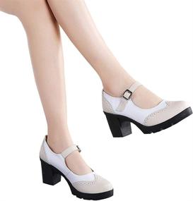 img 3 attached to DADAWEN Leather Classic Platform Oxfords Women's Shoes - Pumps