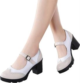 img 2 attached to DADAWEN Leather Classic Platform Oxfords Women's Shoes - Pumps