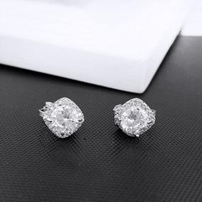 img 2 attached to Square Cubic Zirconia Crystal Clip-On Earrings - Non-Pierced Studs For Women And Girls, 7Mm