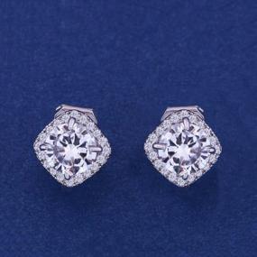 img 3 attached to Square Cubic Zirconia Crystal Clip-On Earrings - Non-Pierced Studs For Women And Girls, 7Mm